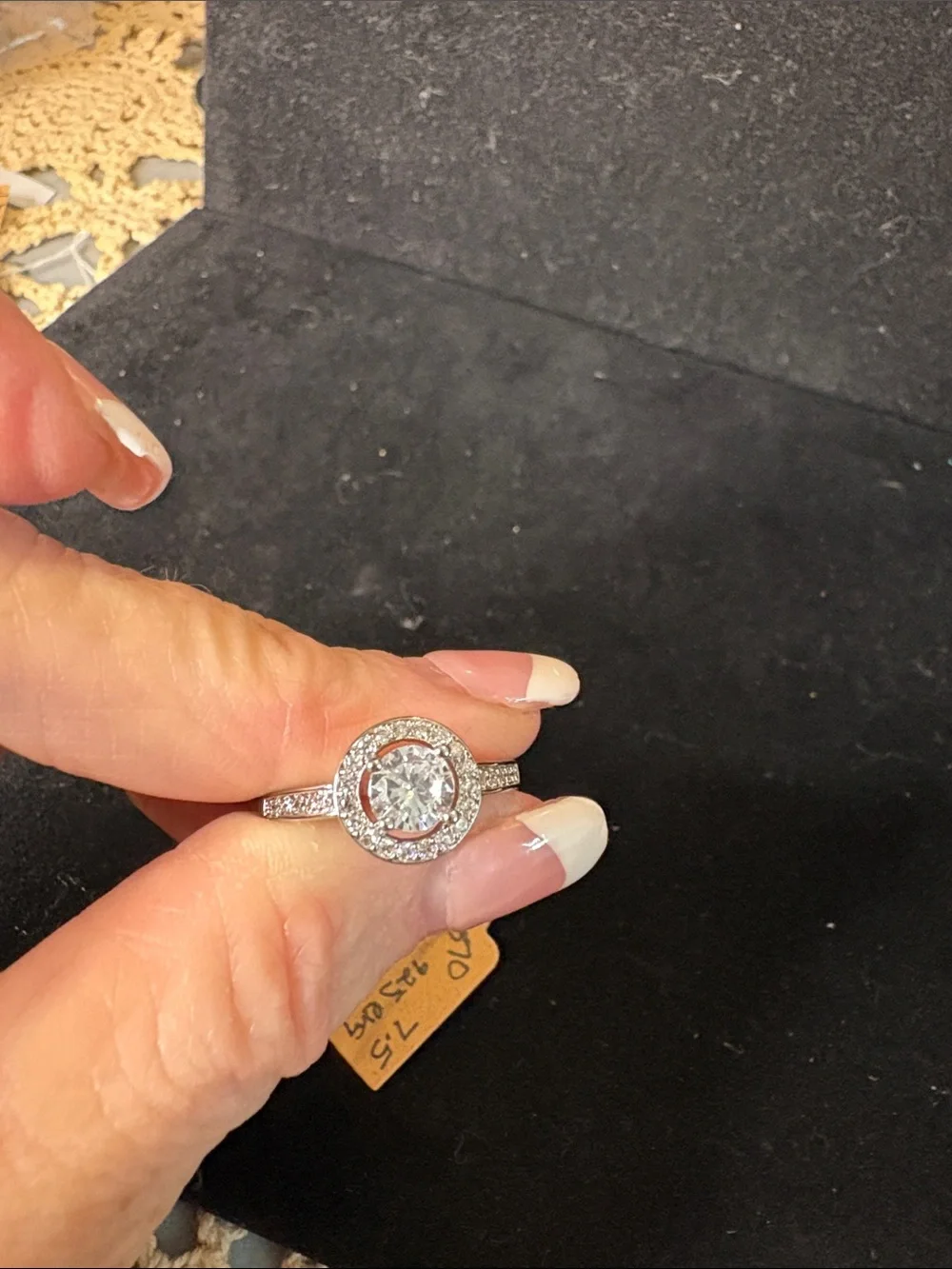 Sterling Silver Halo Engagement Ring with Clear Center Stone